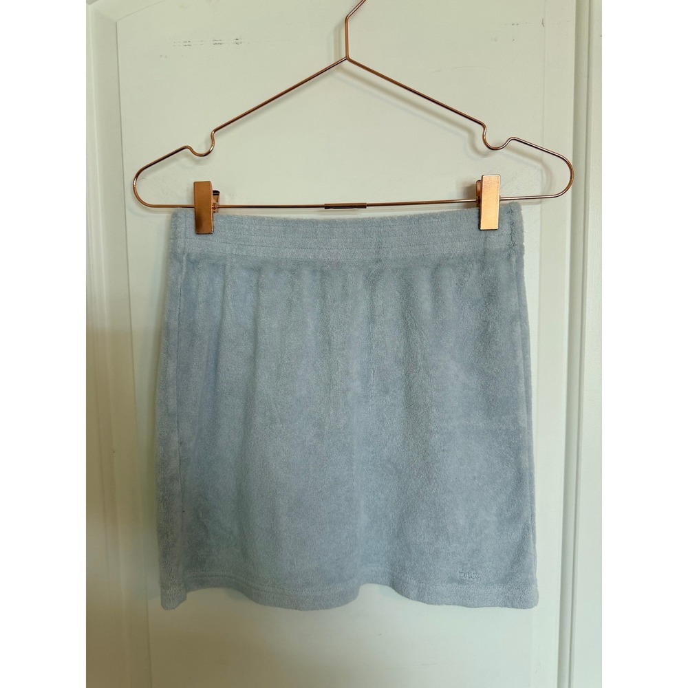 Tna Aritzia Terry Cloth Mini Skirt Womens Small Light Blue Elastic Waist Plush‎